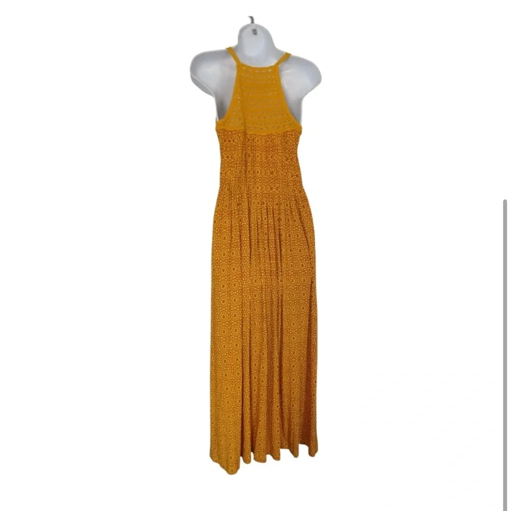 Moda International Yellow Red Boho Crochet Summer Maxi Dress Medium - Picture 3 of 3